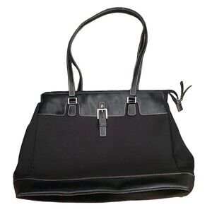 Etienne Aigner Large Leather Trim Tote (Black)
